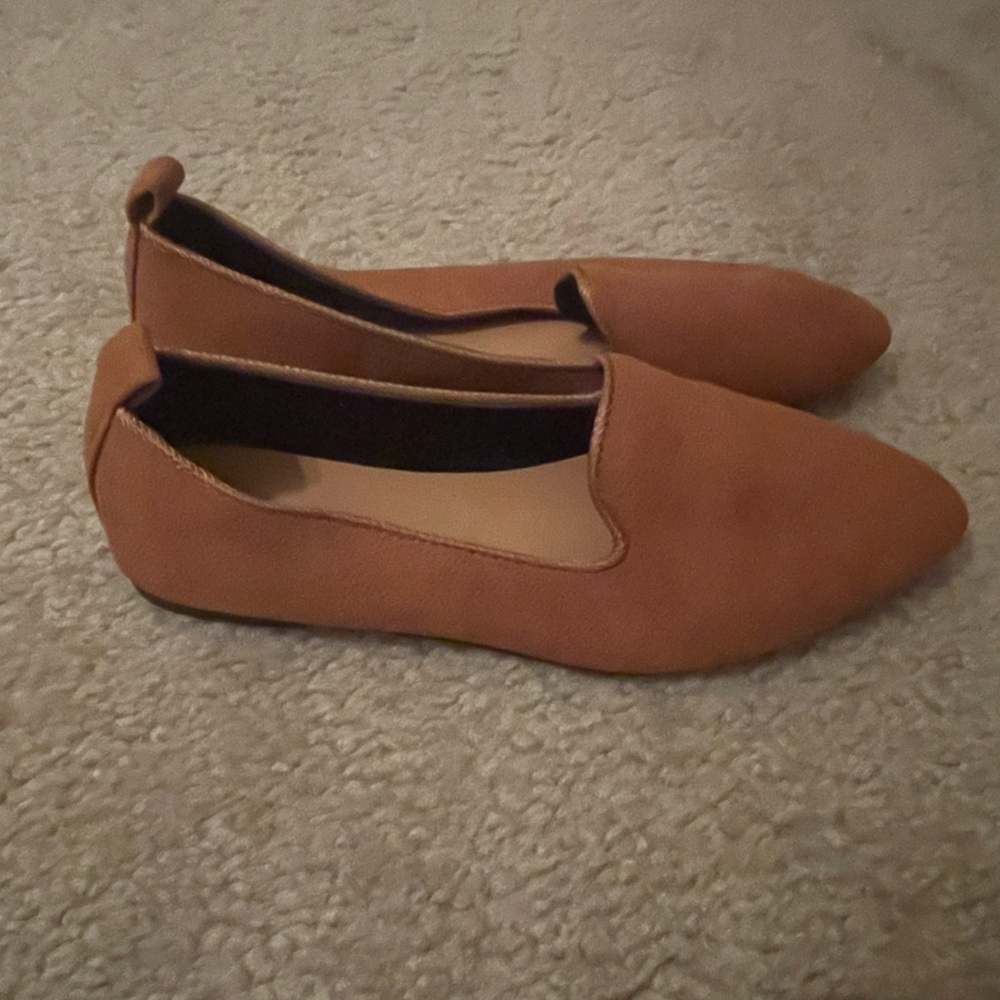 Point Toe Faux Suede Flat Loafers